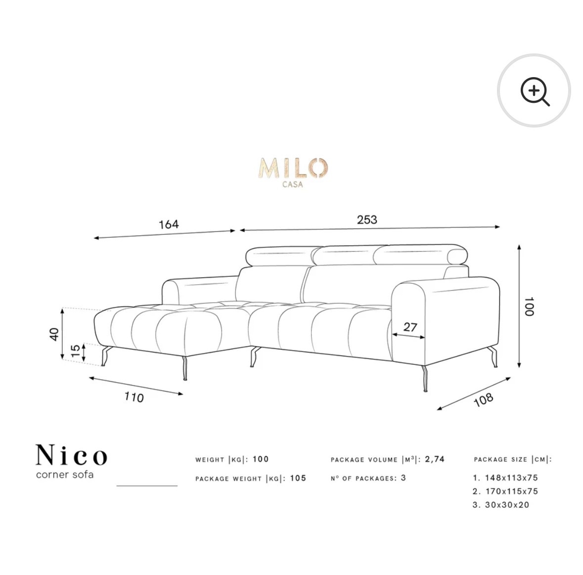 Rohová pohovka Nico - 2