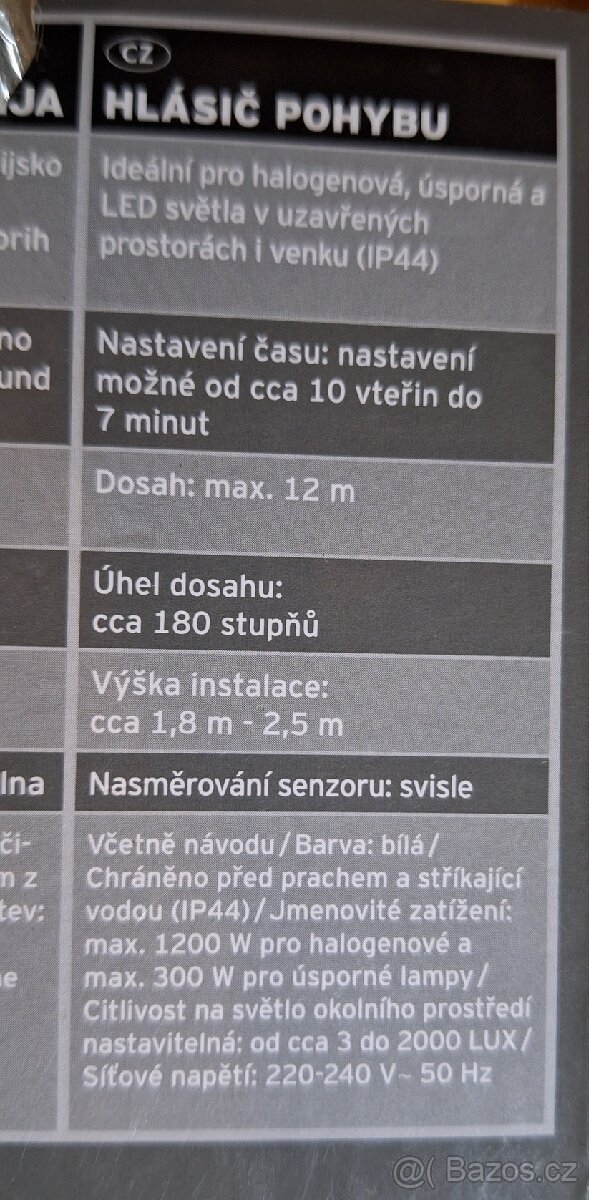 Pohybový spínač - venkovní/vnitřní - NOVÝ - 2