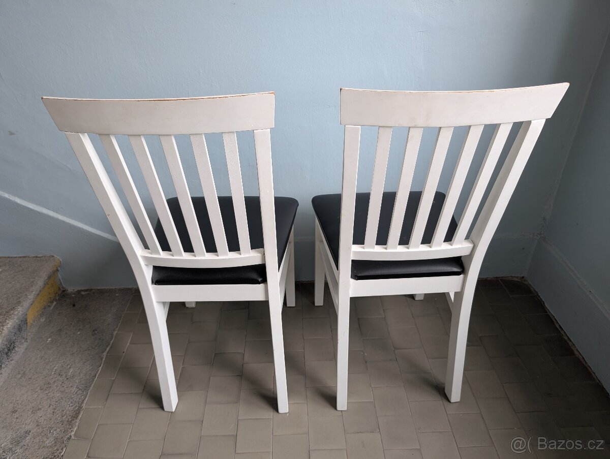 Židle bílá dřevěná - 2ks - 2