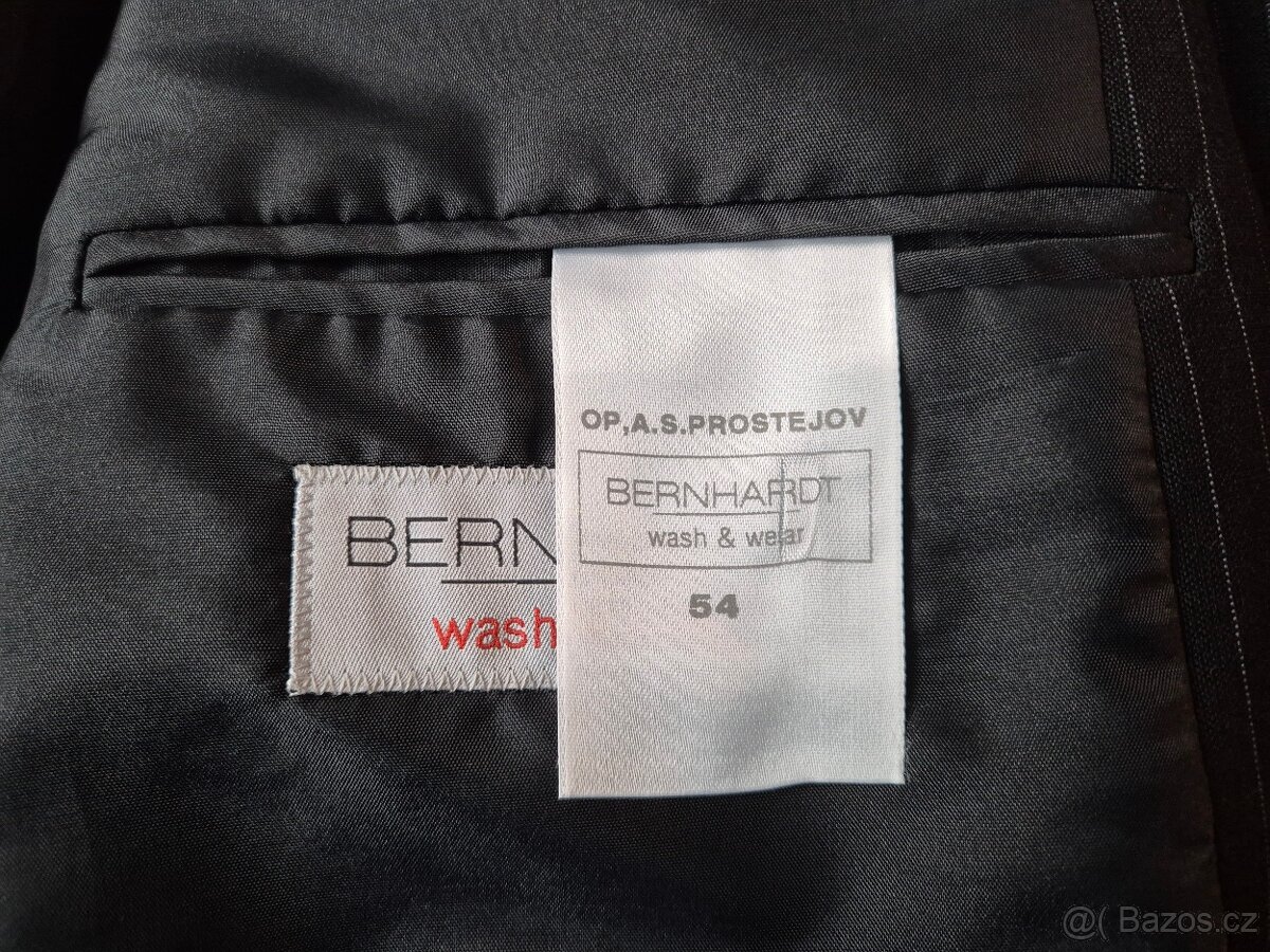 Pánský oblek OP Prostějov tmavě šedý s proužkem vel. 54/110 - 2