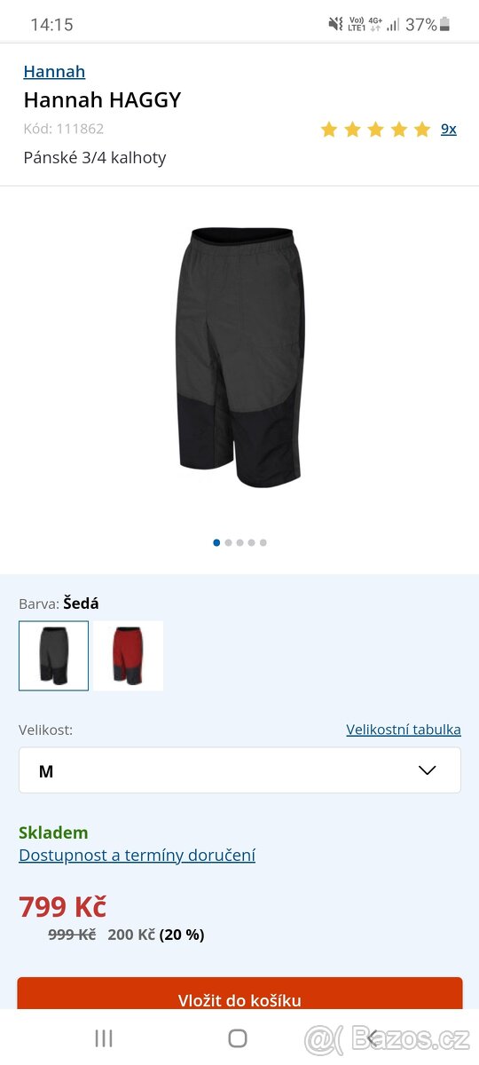 Kalhoty pánské 3/4 NOVÉ vel.M - 2