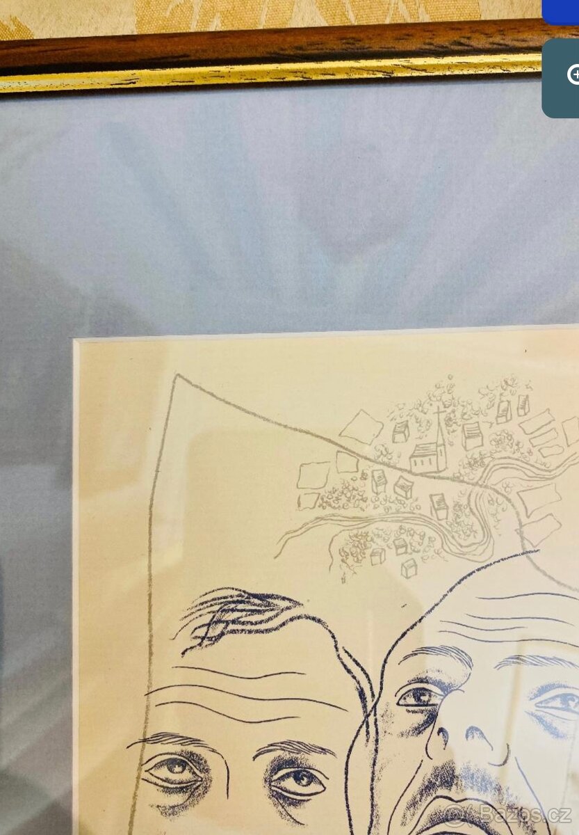 Toyen litografie, dva kamarádi, rám+pasparta, cena dle odhad - 2