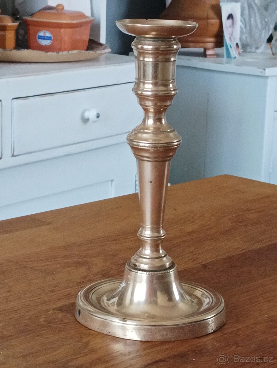 STAROŽITNÝ BRONZOVÝ EMPÍROVÝ SVÍCEN BIEDERMEIER KOLEM 1820 - 2