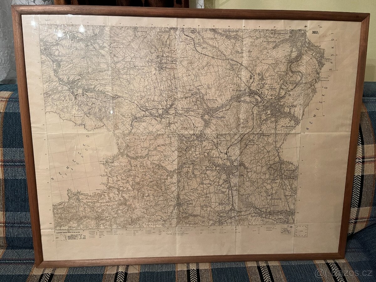 Staré mapy - vojenské a policejní - zarámované - 2