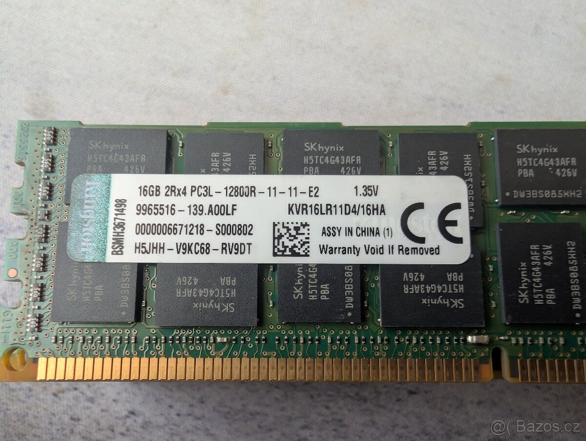 320GB DDR3L ECC Reg RAM (set 20x 16GB) Kingston - 2