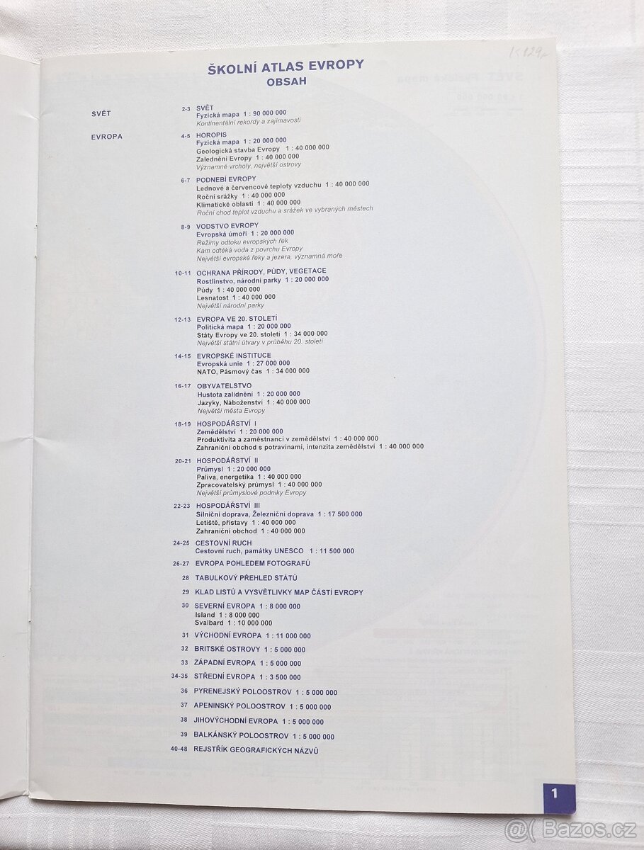 Školní atlas Evropy Kartografie Praha - 2