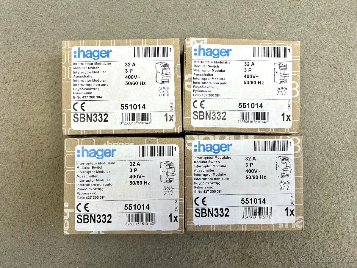 Instalační vypínač hager SBN332 3P 32A - 2