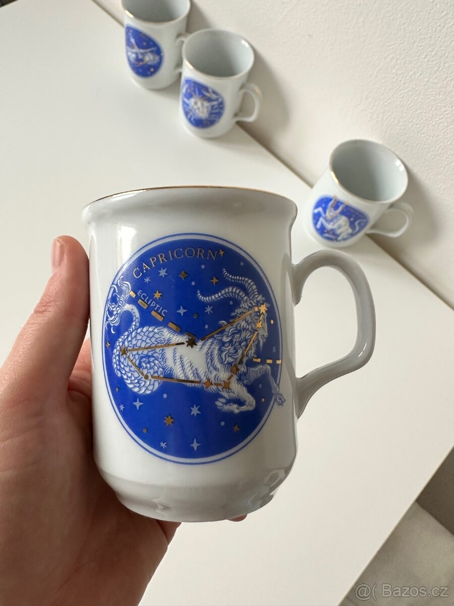 Retro sada 12ks hrnky zvěrokruh Karlovarský porcelán - 2