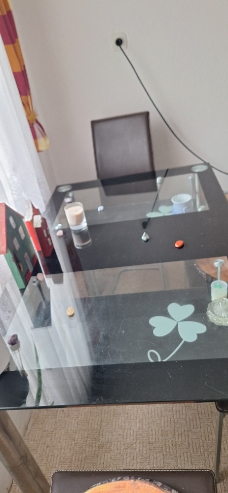 skleněný jídelní stůl + židle - 2