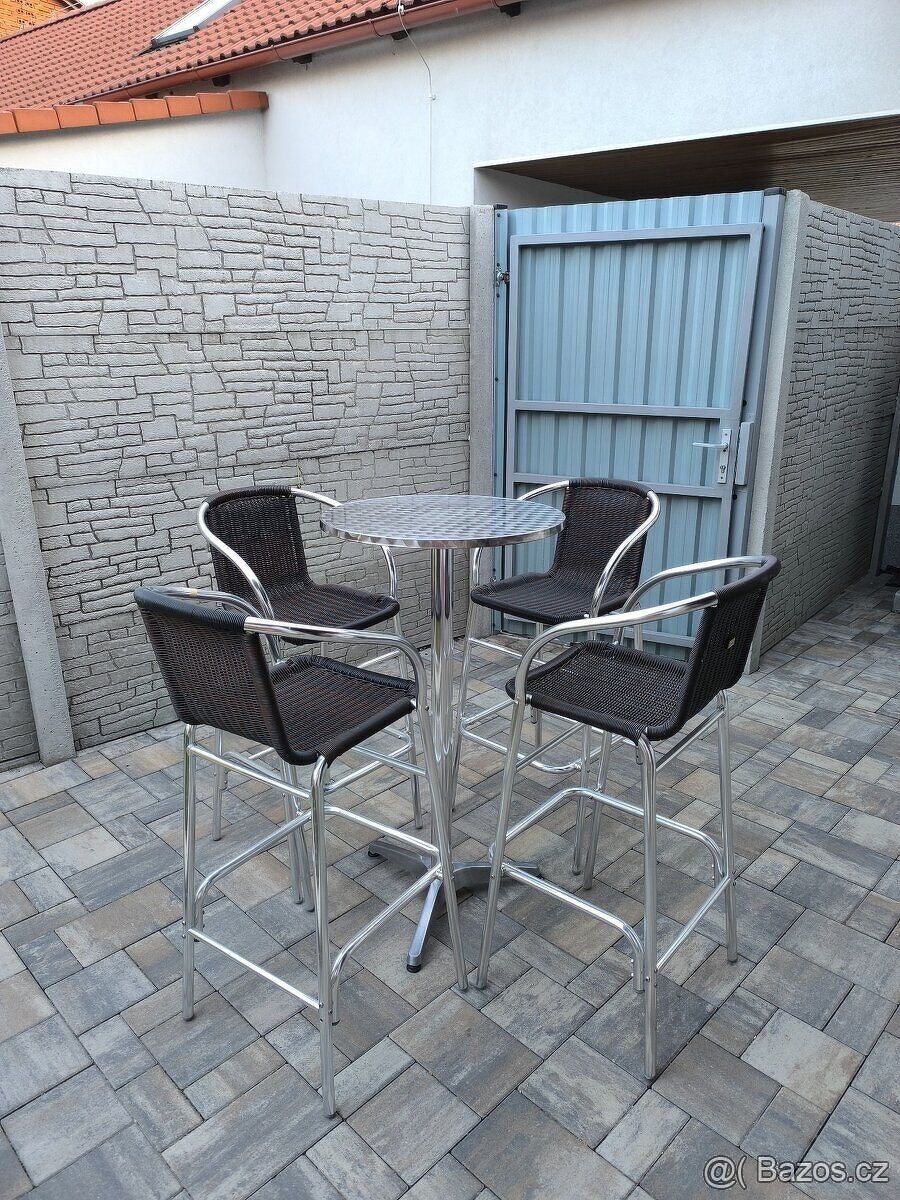 Prodám 4 barové židle + Vysoký kulatý stůl - 2