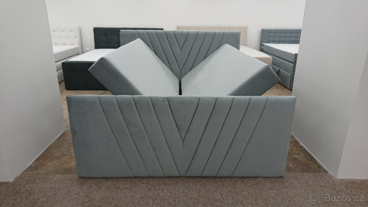 Nová šedá boxpring postel ERNI-Z KING - 2
