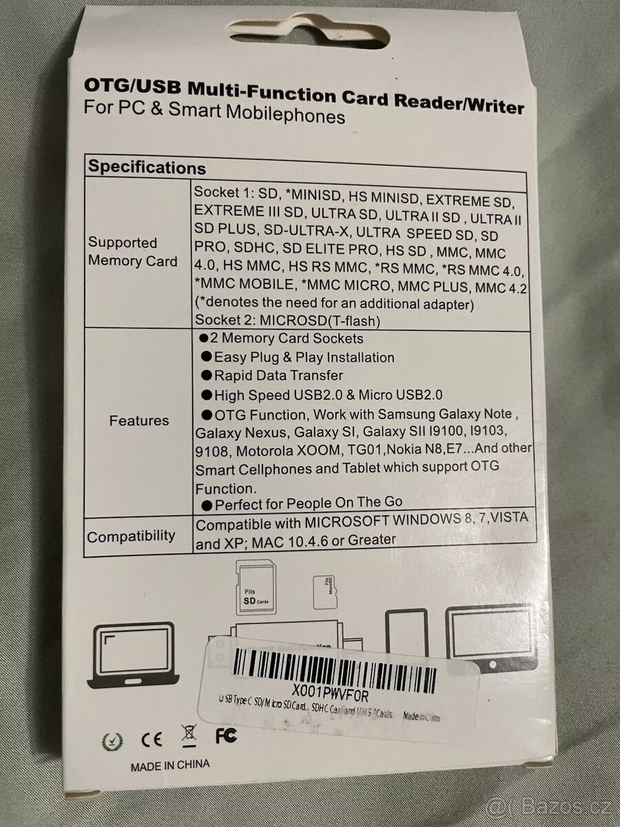 Micro USB - USB 2.0 adaptér, čtečka paměťových karet - 2