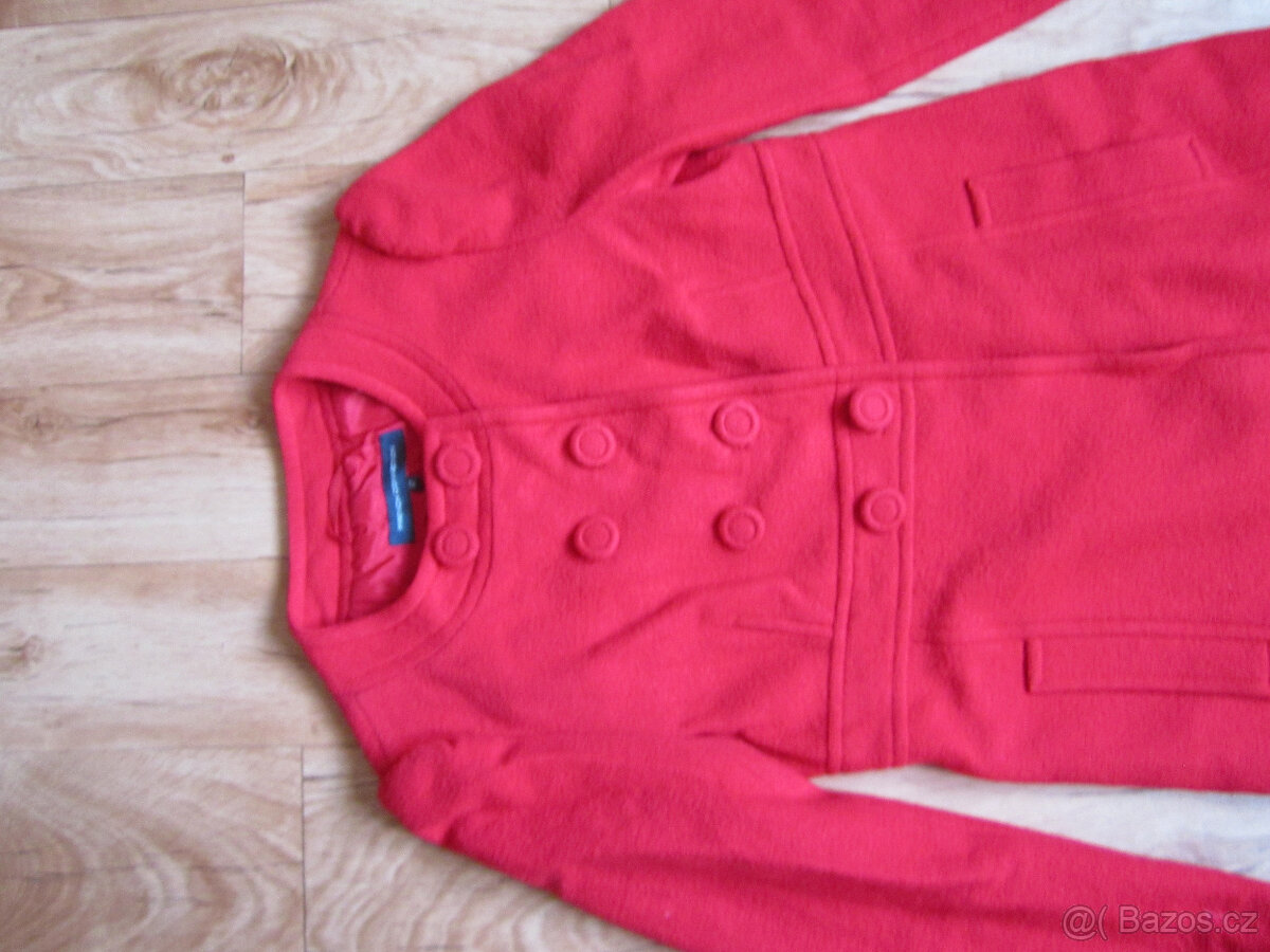 Sytě červený zimní kabát vel. M/38, 100% vlna - 2