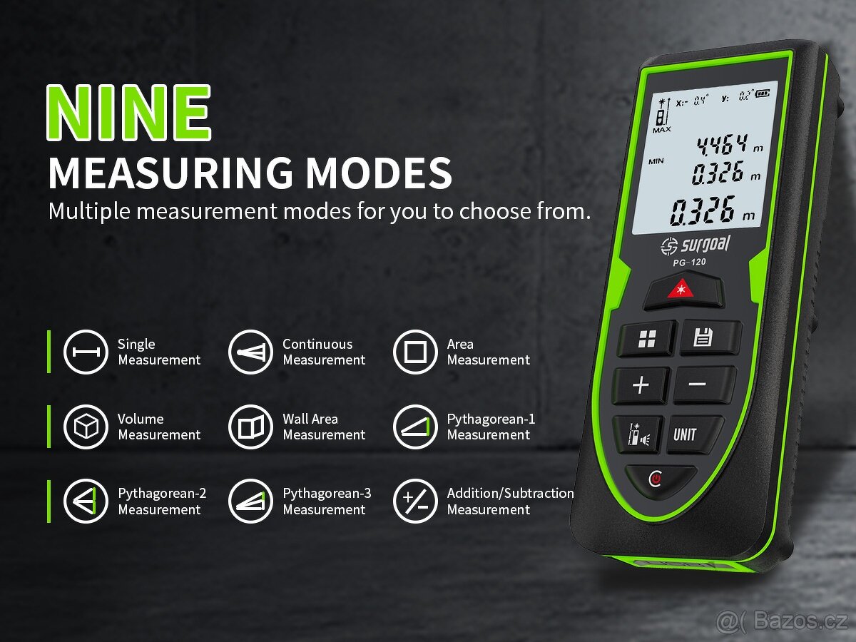 Laserový měřič vzdálenosti + digitální vodováha - 2