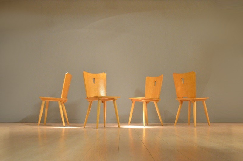 4 x masivní židle Carl Malmsten 1960 - 2