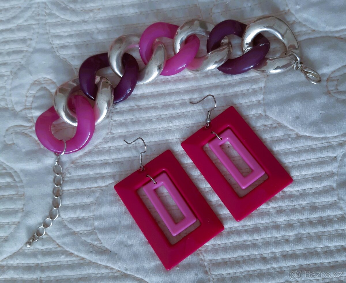 Náramek + výrazné náušnice + šátek - 2