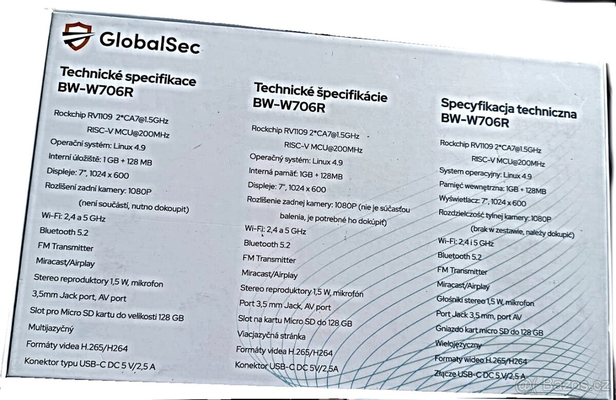 Multimediální jednotka GlobalSec BW-W706R - 2
