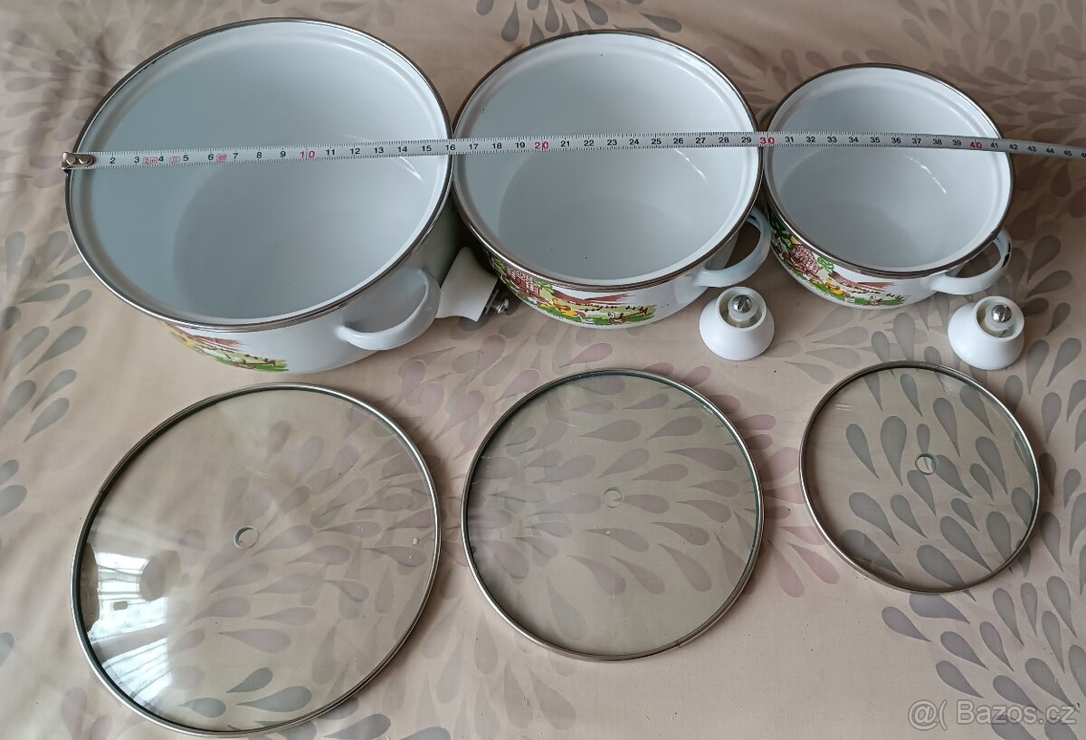 Sada - 3 smaltované kastrůlky - 2