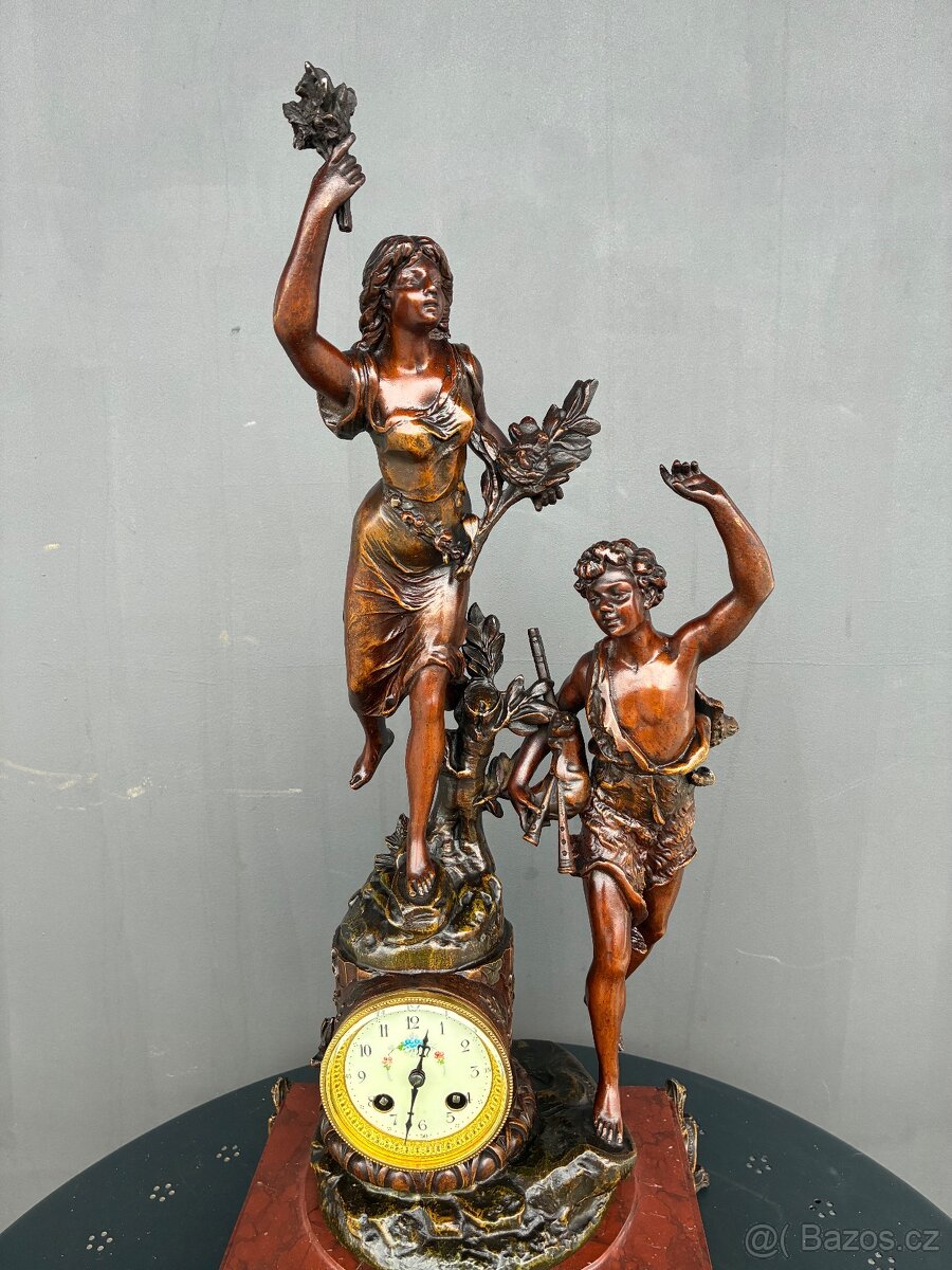 Starožitné francouzské krbové hodiny - 2