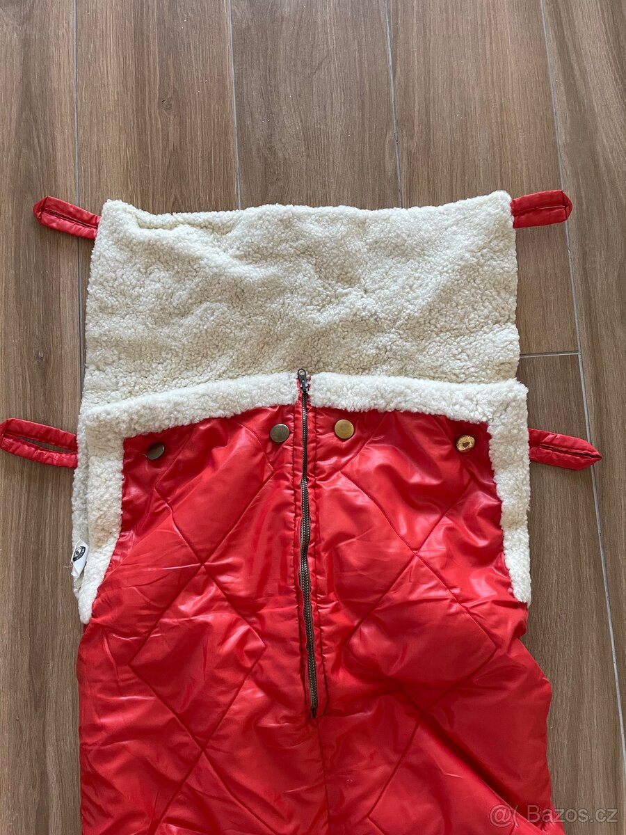 Dětský - Retro červený fusak s beránkem - 2