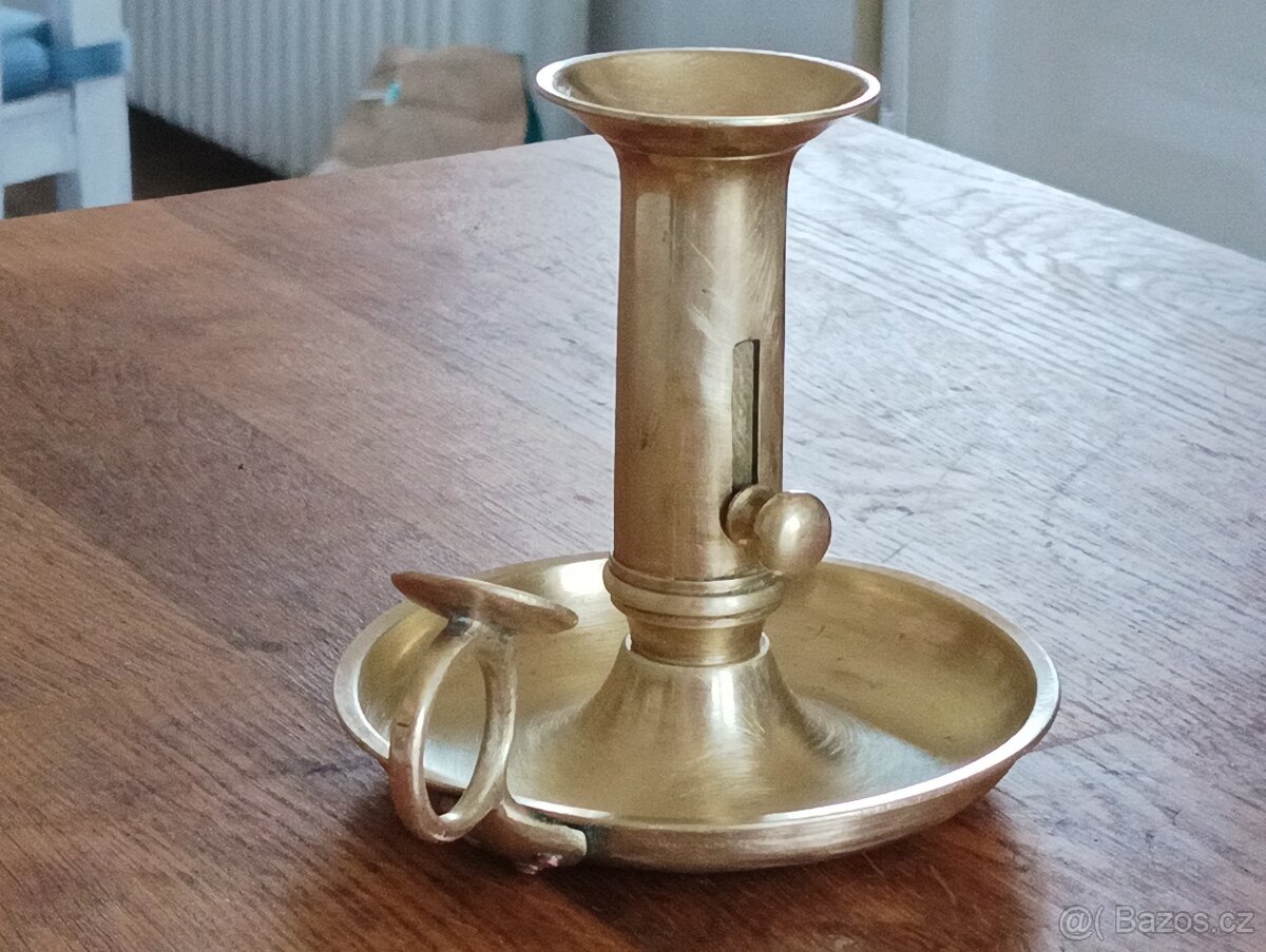 MOSAZNÝ EMPÍROVÝ SVÍCEN BIEDERMEIER Z 19. STOL. FRANCIE - 2