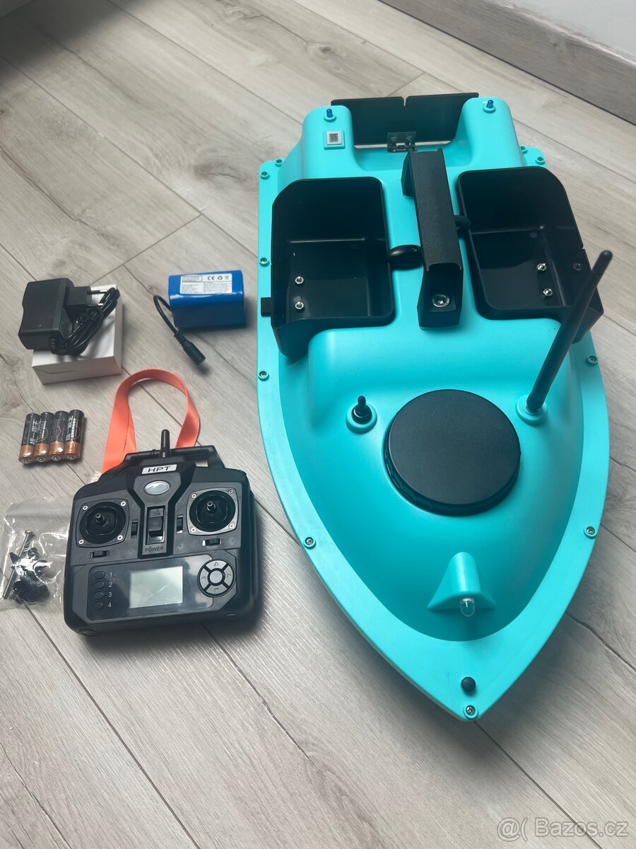 Tříkomorová MODRÁ loďka GPS s baterií 12000mAh - 2