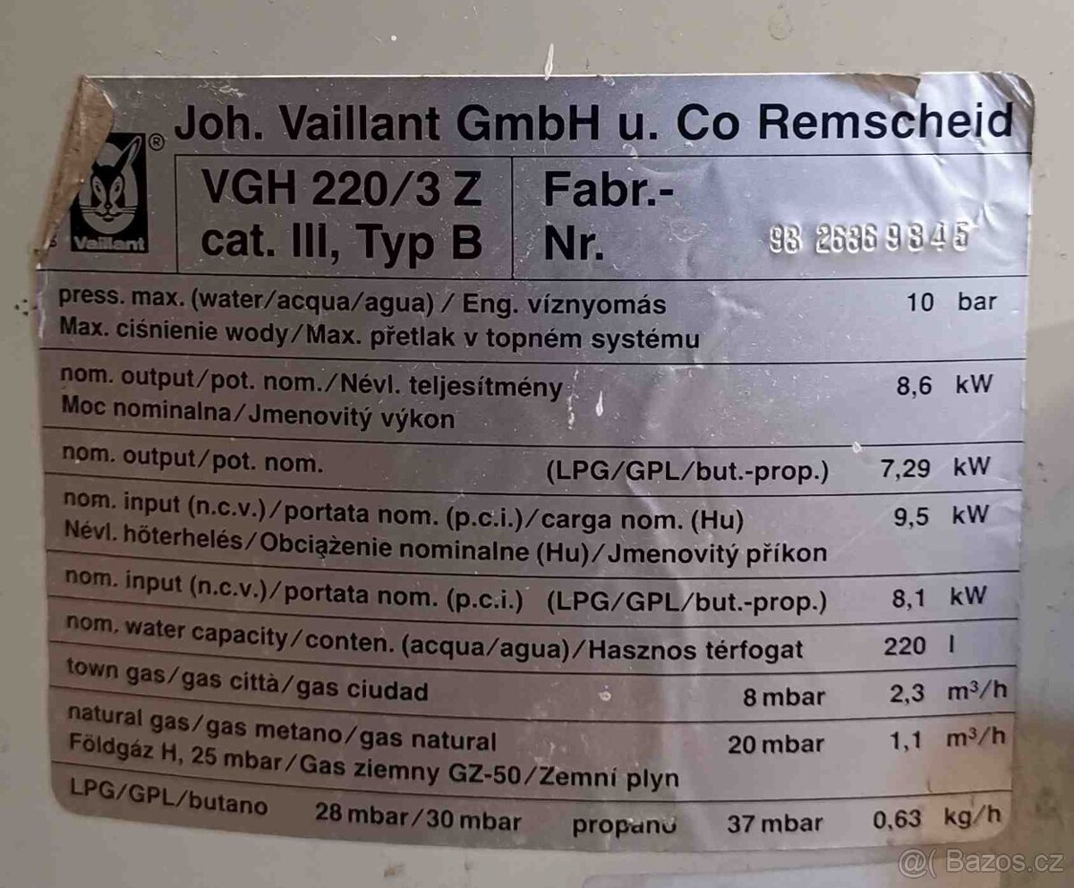 Plynový boliler Vaillant - 2