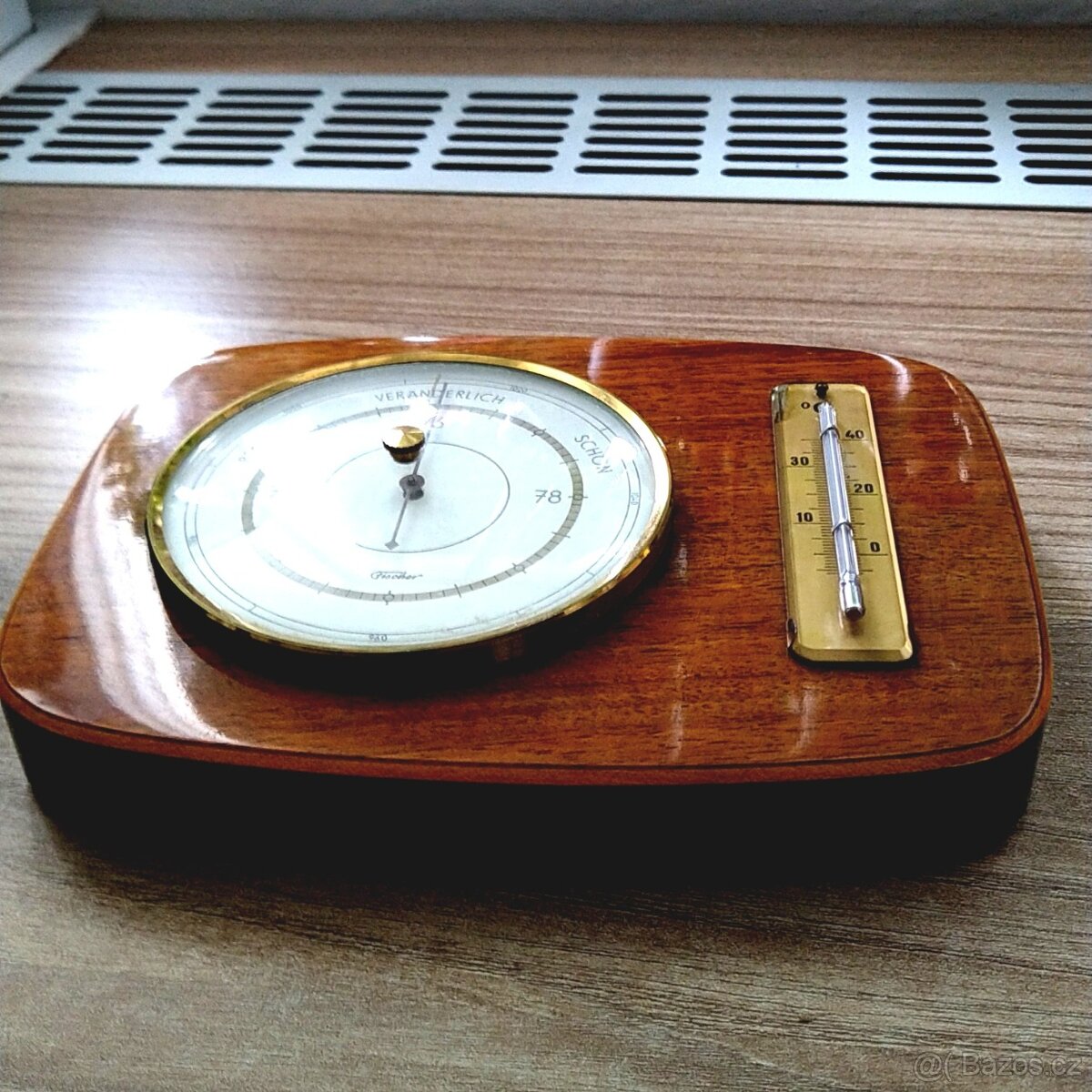 Dřevěný barometr + teploměr Vintage - 2