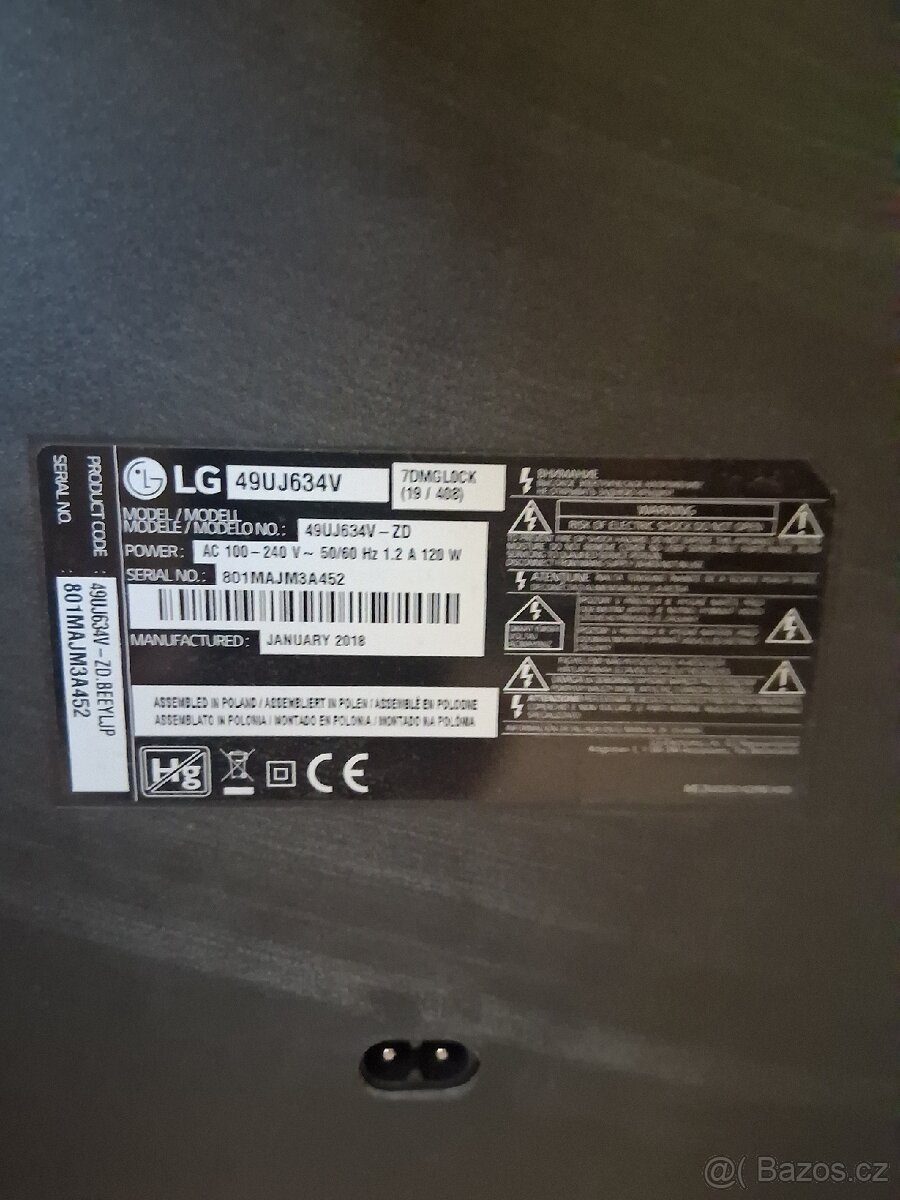 Smart Televize LG 49UJ634V / na díly - 2