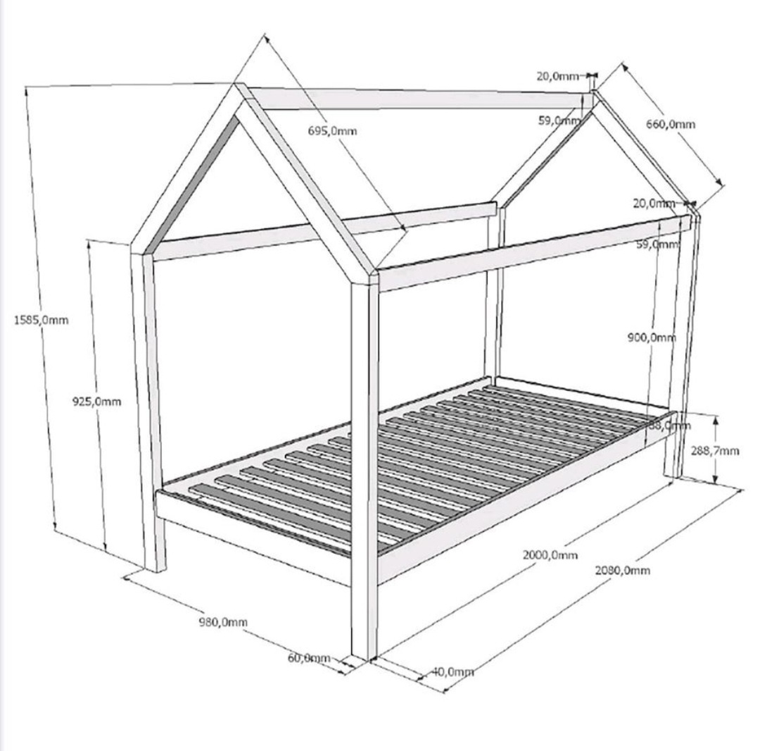 2x Postel Domeček 90x200 - 2