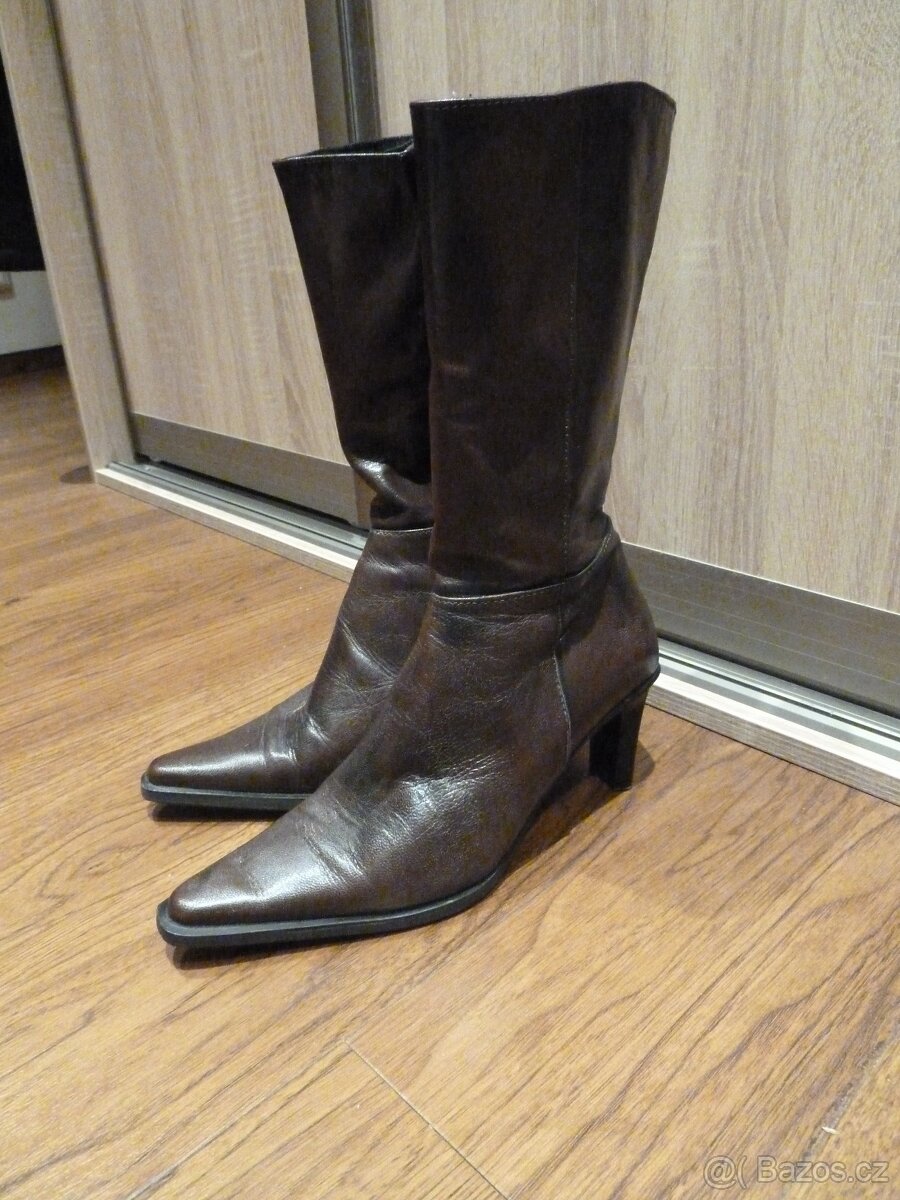 Dámské kozačky (Itálie), vel. 38, pravá kůže. - 2
