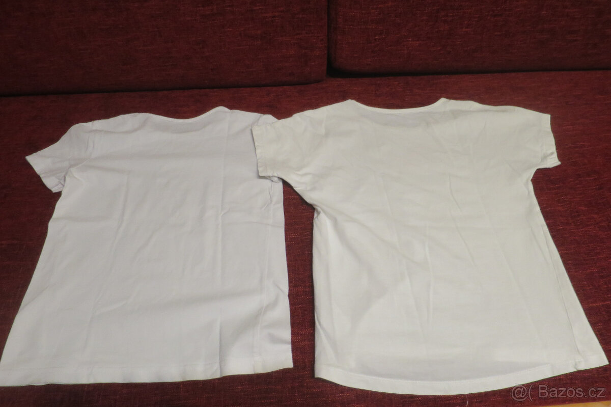 Dívčí bílé tričko vel. 134/140 - 2x - 2