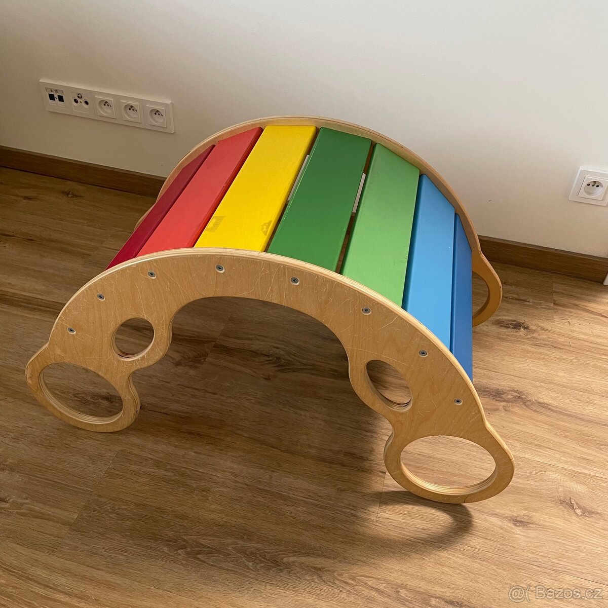Dřevěná duhová Montessori houpačka - 2