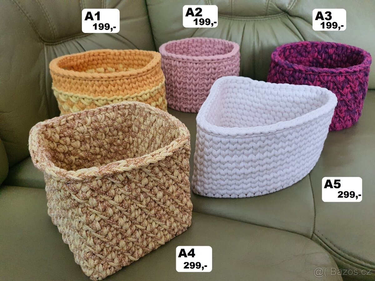 sbírka - sada háčkovaných úložných košů - 2