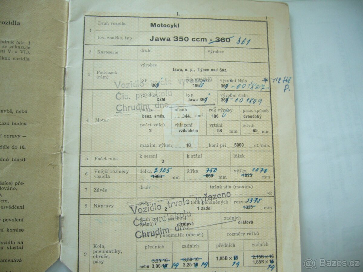Rám Jawa 350/360 voják. - 2