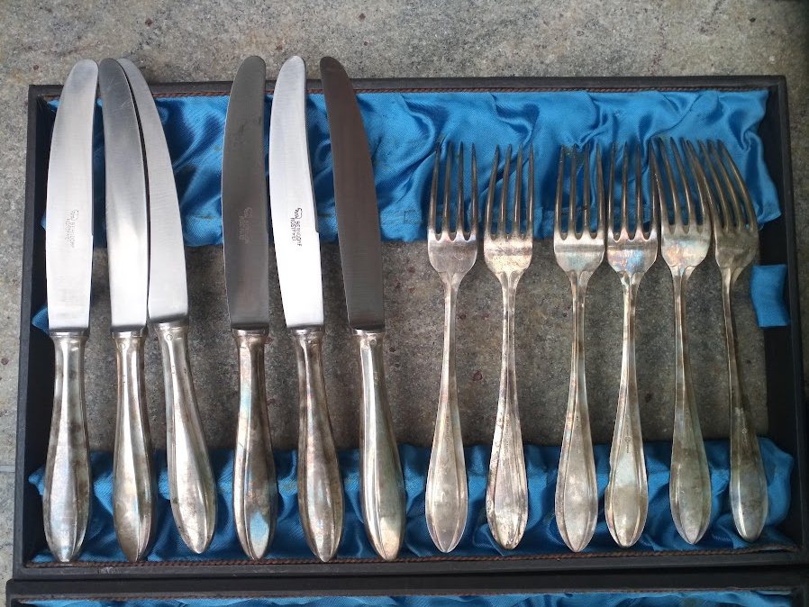 Velká sada starožitných příborů KRUPP BERNDORF, 51 ks celkem - 2