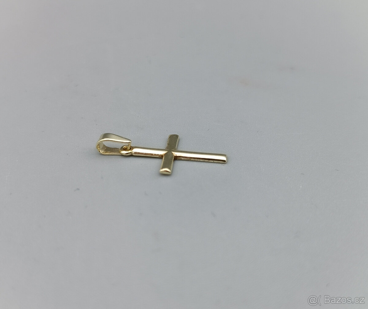Zlatý přívěsek kříž 0,65g, 14 kt, 585/1000 - 2