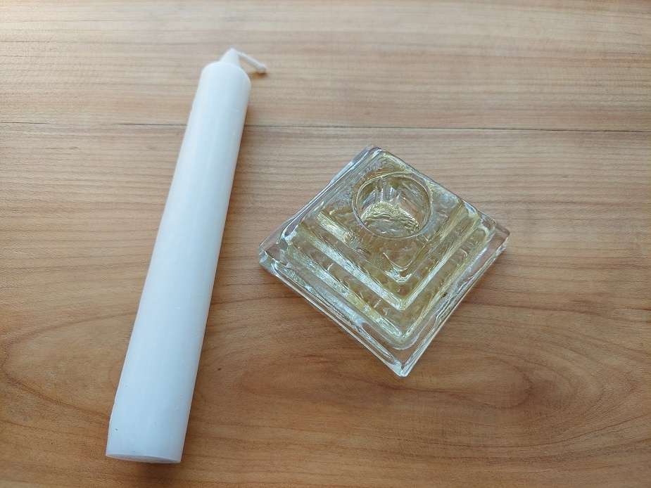 Hodně starý retro skleněný svícen - Československo - SLEVA - 2