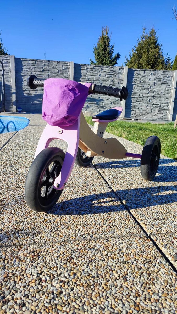 Dřevěné odrážedlo Small Foot Maxi 2v1 (fialové / růžové) - 2