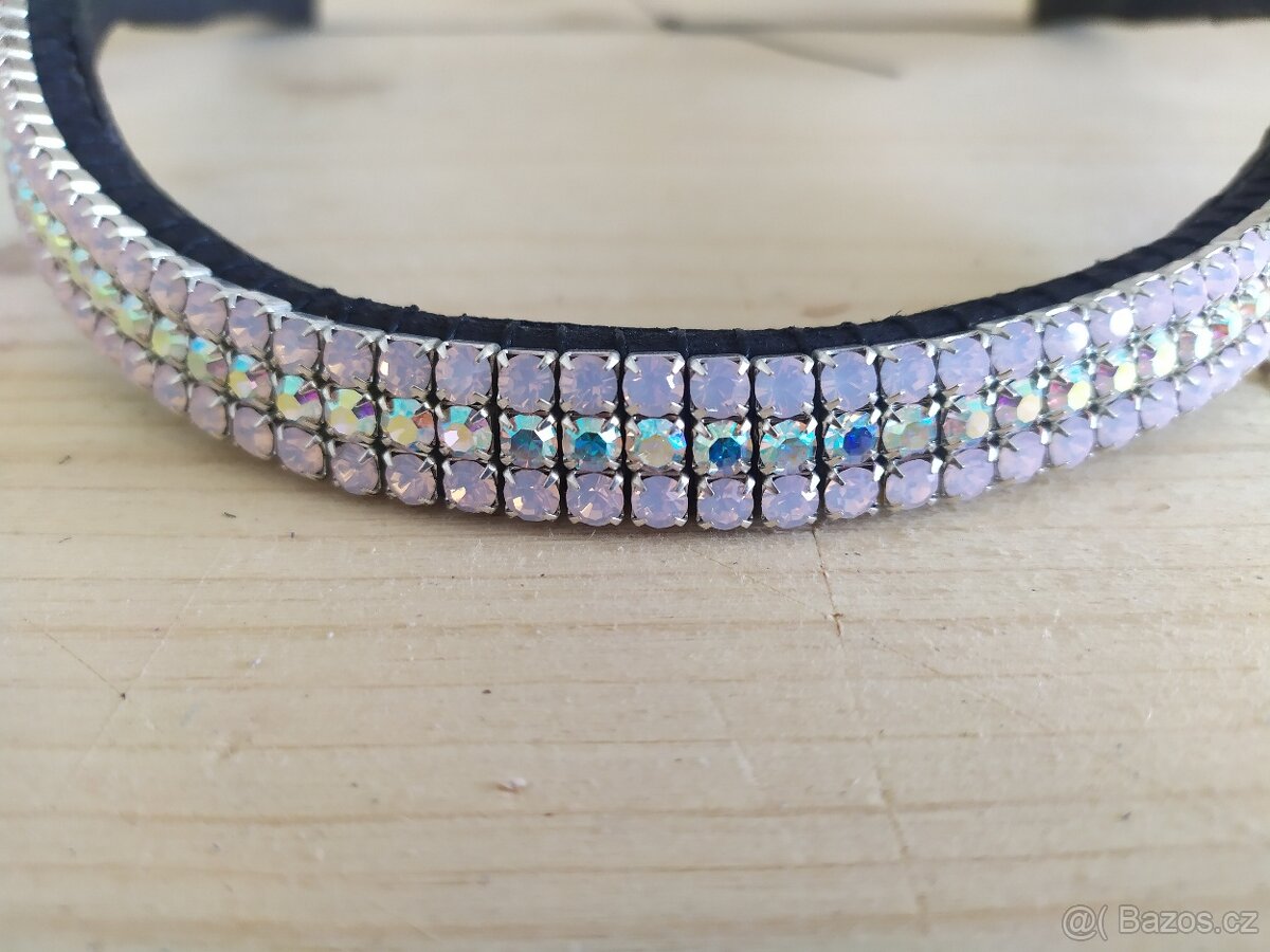 Kožená čelenka pro koně, vel. Full – Preciosa kamínky - 2