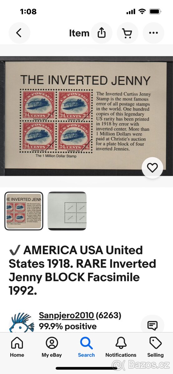 1918 error znamka obracena jenny - 2