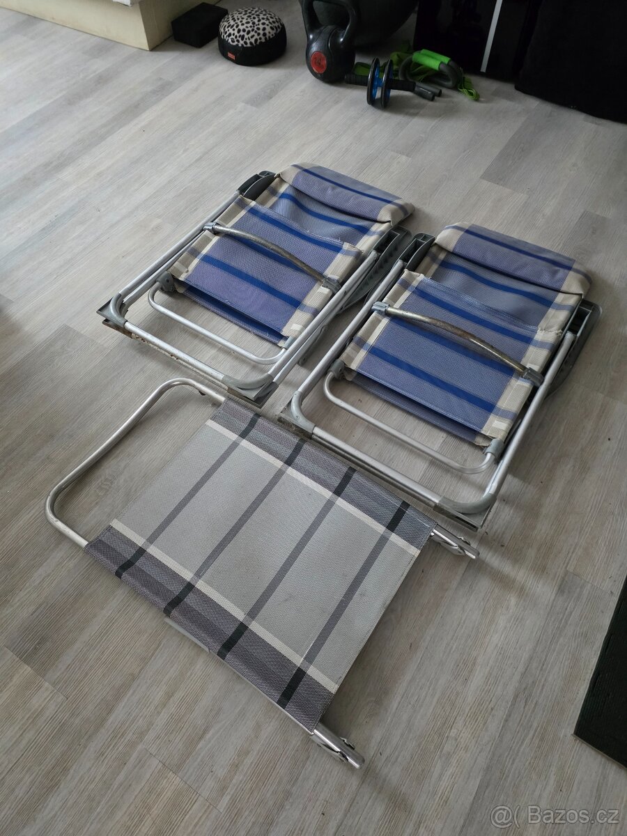 Skládací zahradní nábytek (do karavanu) 2x křeslo + podnožka - 2