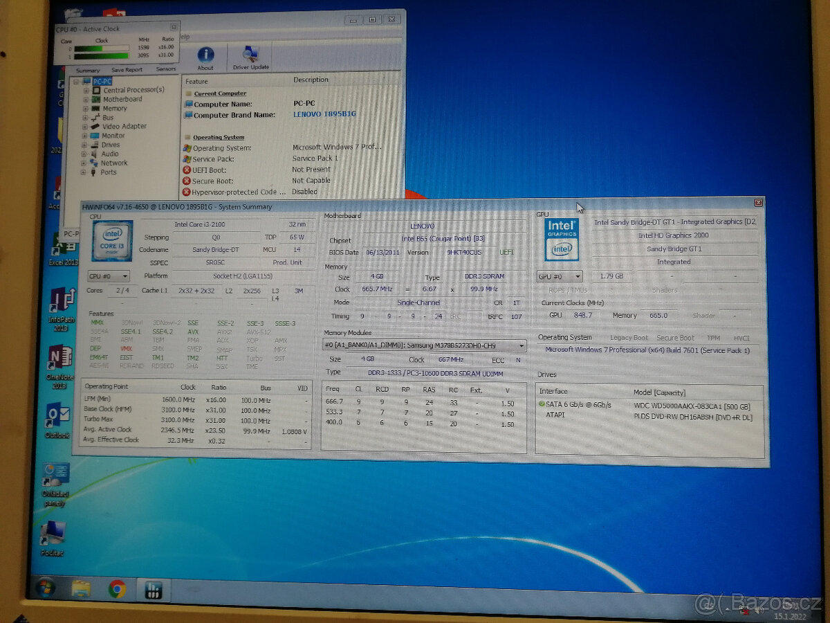 Lenovo Thinkcentre Edge SFF i3-2100, 4gb ddr3, 500gb hdd - 2