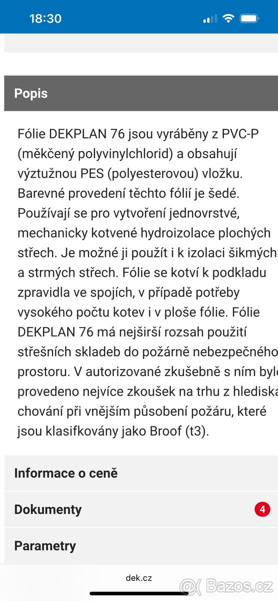 HYDROIZOLACE STŘEŠNÍ Dekaplan 1,5 mm SLEVA, 25.000,-Kč - 2