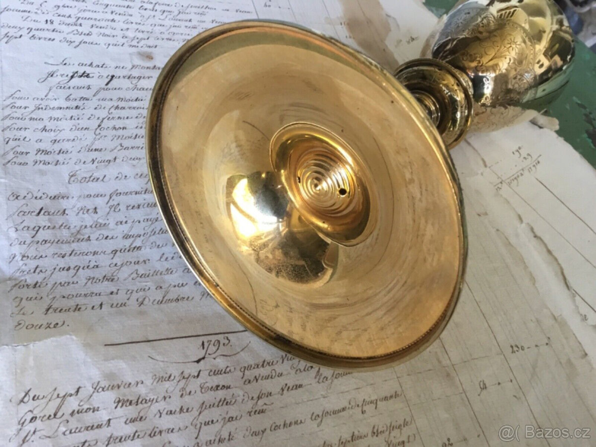 Velké starožitné francouzské kalichy z masivního stříbra, zl - 20