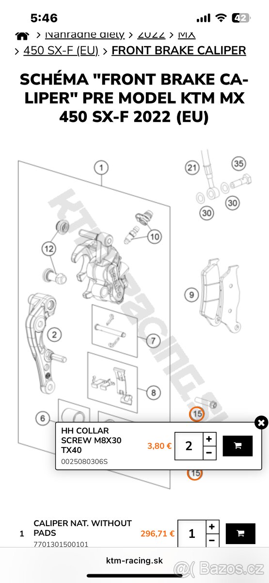 Ktm/ hsq predna brzda brembo SX - 20