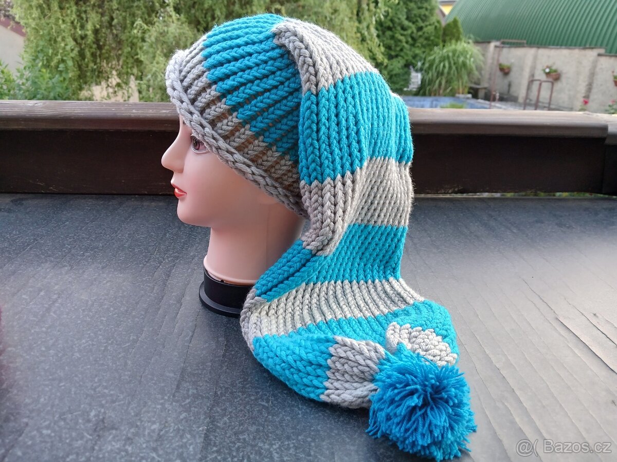 Nová pletená mega dlouhá čepice - 20
