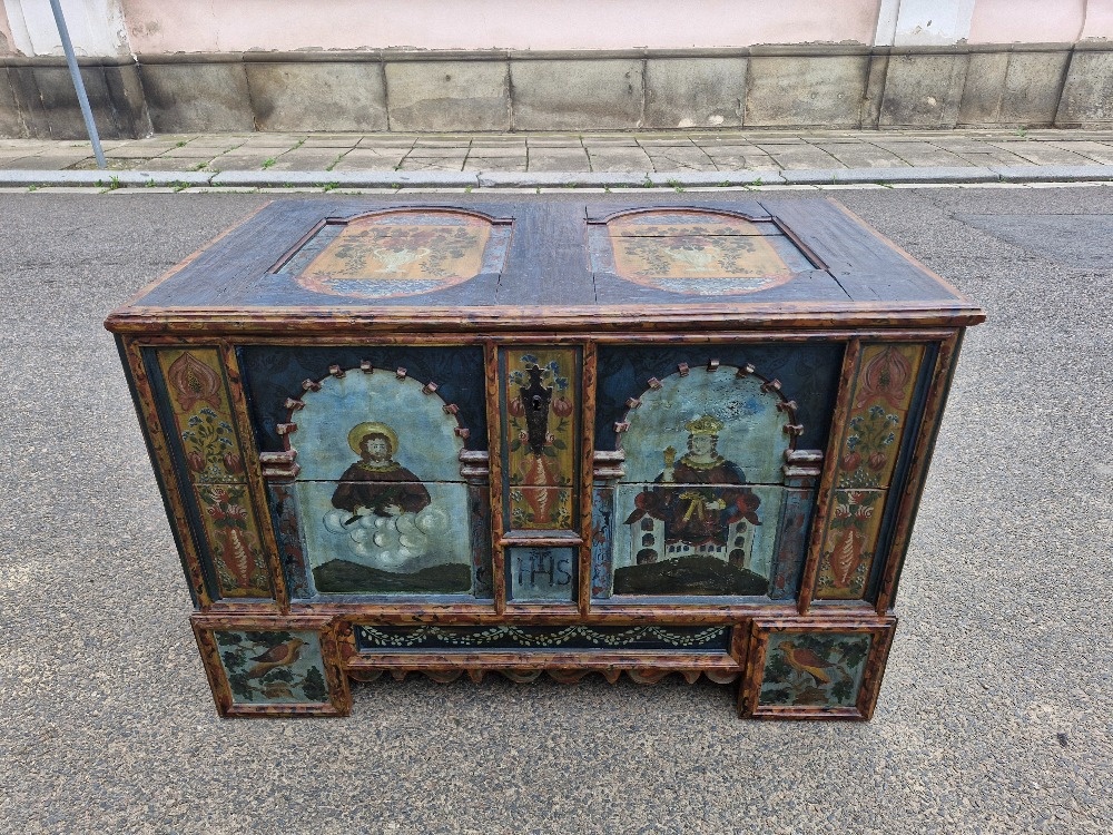 Komoda, malovana truhla, intarzovany pribornik - 20