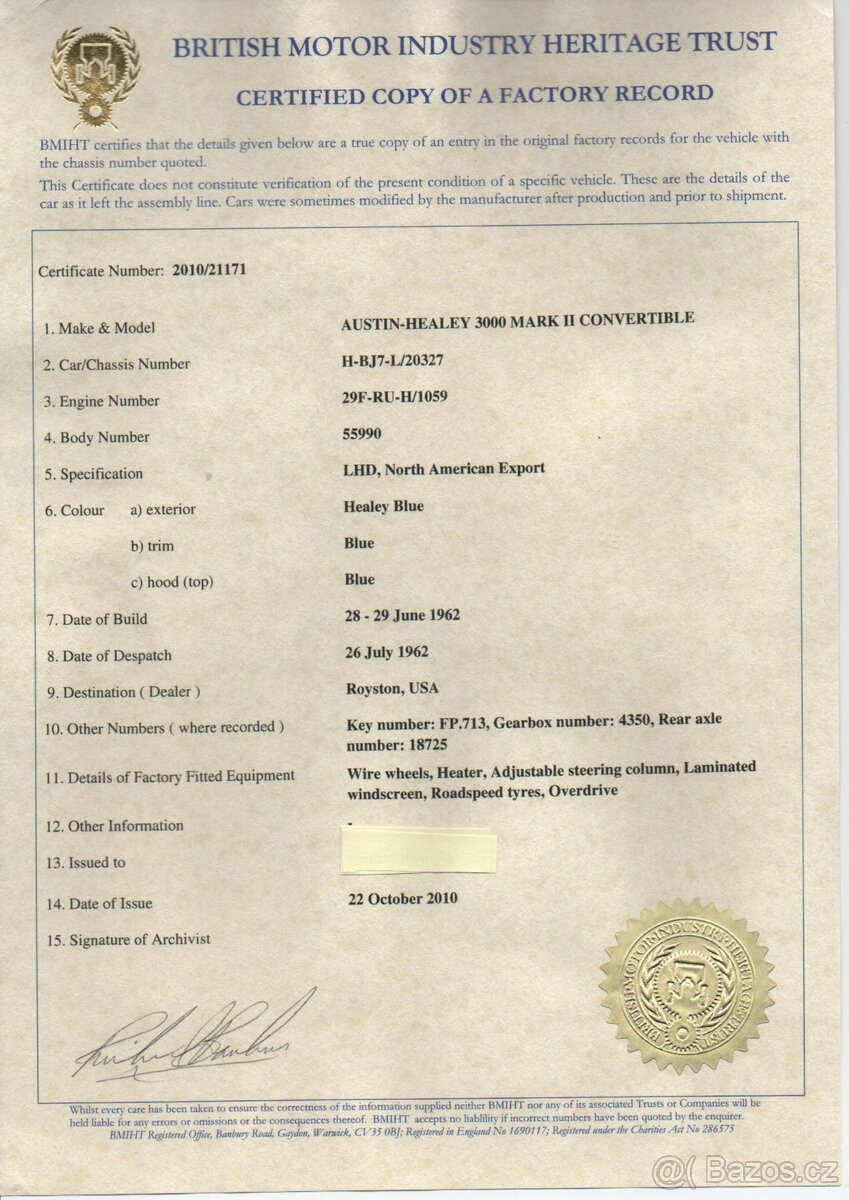 Austin Healey 3000 Mark II Convertible – 1962 - 20