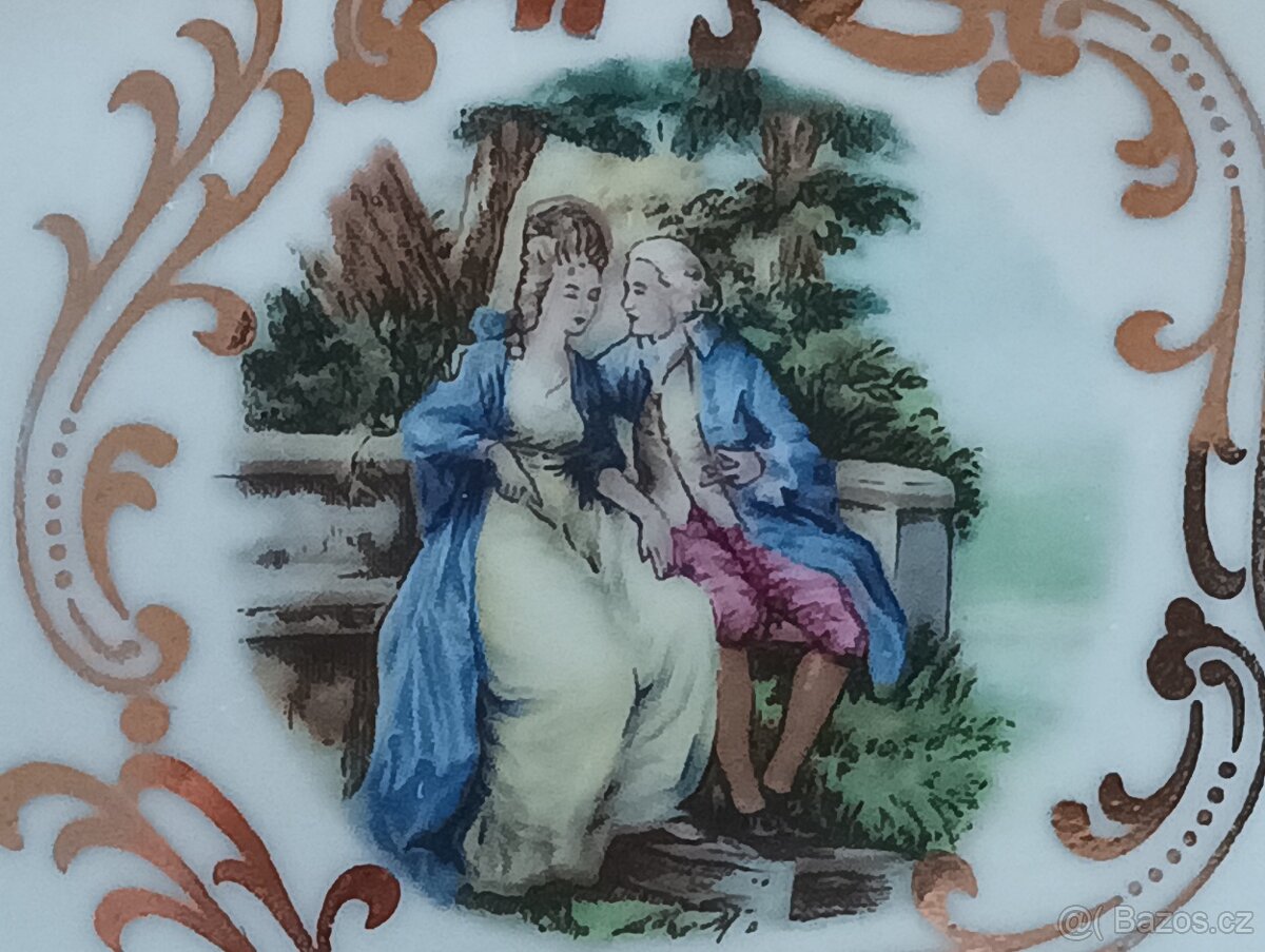 STAROŽITNÁ PORCELÁNOVÁ TERINA A TALÍŘ LIMOGES FRANCIE - 20